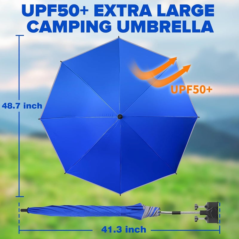 QTREE intelligence Beach Umbrella,2PACK 48.7inch Chair Umbrella with Clamp adjustable 360°,UV Protection Large Camping Chair Umbrellas for Camping chair, Glof Cart,Table（Chair,Table not include） - Image 2